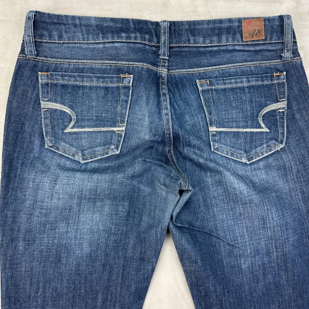 American Eagle Real Flare Jeans Womens 4 Blue Low‎ Rise Wide Leg Y2K Boho